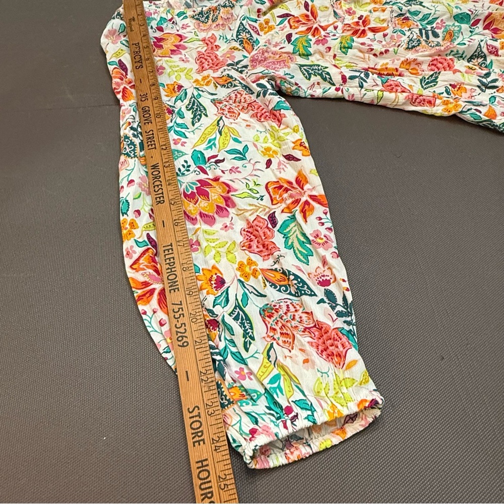 Old Navy Long Sleeve V-Neck Crinkled Boho Top Tropical Peasant NWT Bright XL - Picture 10 of 10